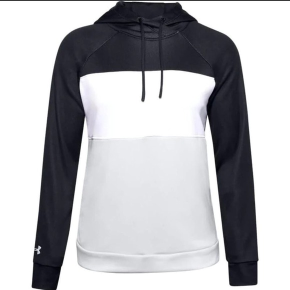 Under Armour Women's Color Block Black Terry Fleece Hoodie Med NWT - Picture 1 of 4